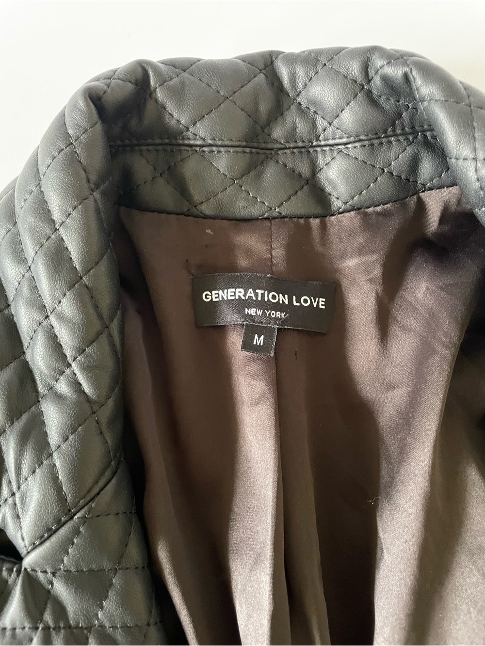 Generation Love Angie Quilted Vegan Leather Blazer Jacket Black 
Size M - Picture 8 of 13